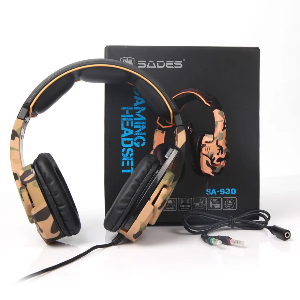 SADES SA-930 Casque PS4 Headset with Microphone PC Gamer Camouflage Stereo Headphones for PC Cell Phone New Xbox One Laptop (3)