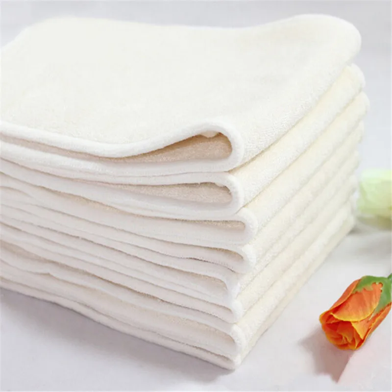 

10 Pcs/lot 4 Layers 100% Bamboo Fiber Insert Reusable Washable Breathable Inserts Boosters Liners For Baby Cloth Diapers Nappy