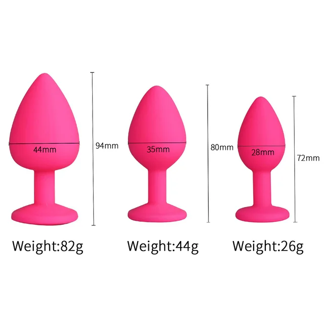 Size Pink silicone anal plug boxed in 3 sizes