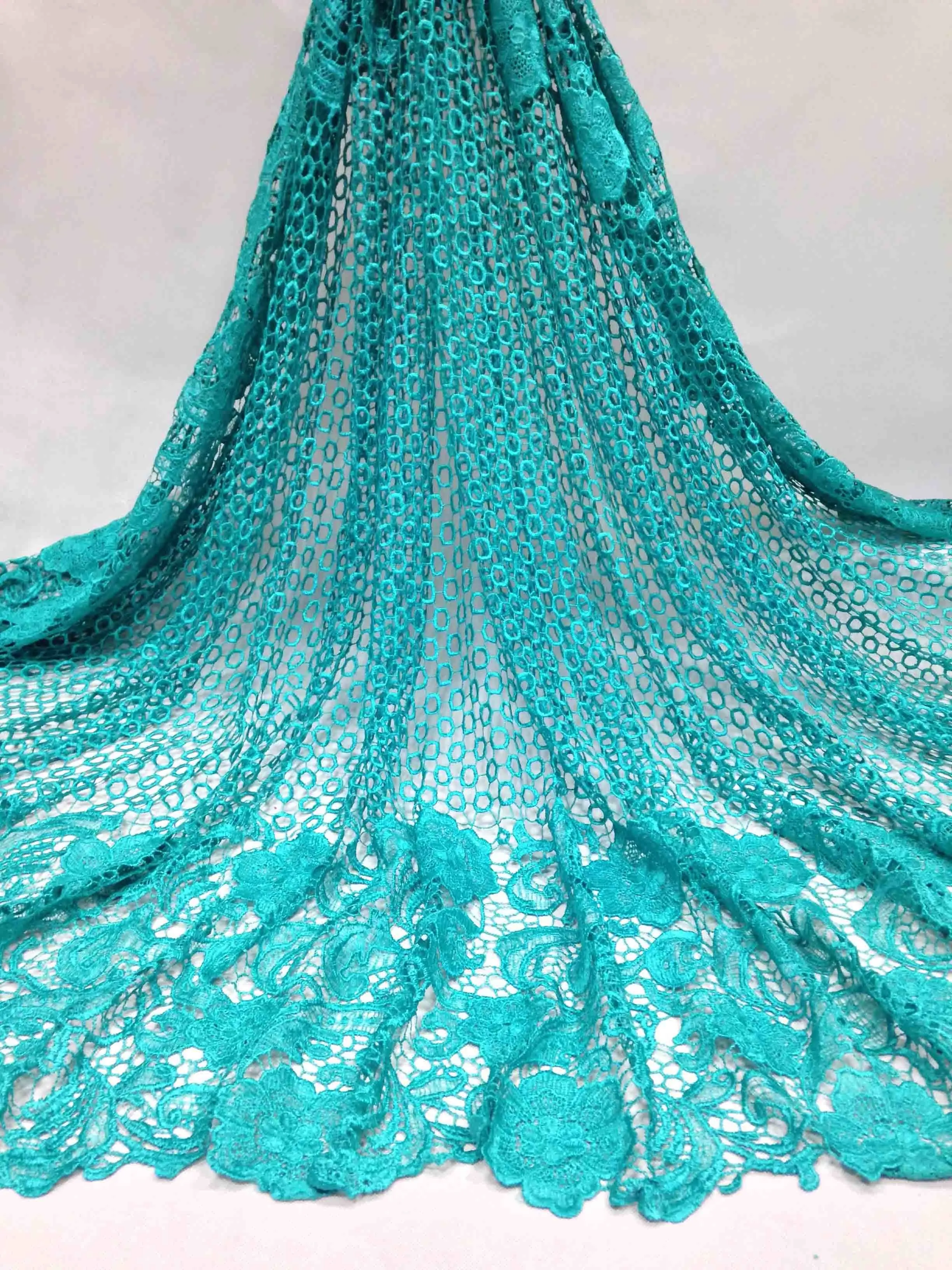Сине-зеленый Африканский кружевной ткани Новое поступление Африканский шнур кружева для свадебных платьев/гипюр кружевной ткани высокого качества M10483