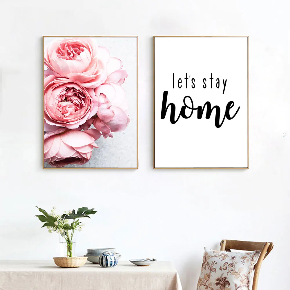 

Pink Peony Flower Canvas Poster Nordic Style Floral Wall Art Print Painting Decorative Picture Scandinavian Home Decor Unframed