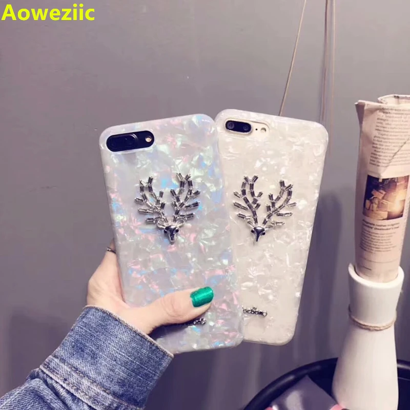 

Aoweziic Summer Luxury marble For iphone XS MAX XR phone case Deer bracelet glitter chain 8plus 7 6s shell girl laser Diy