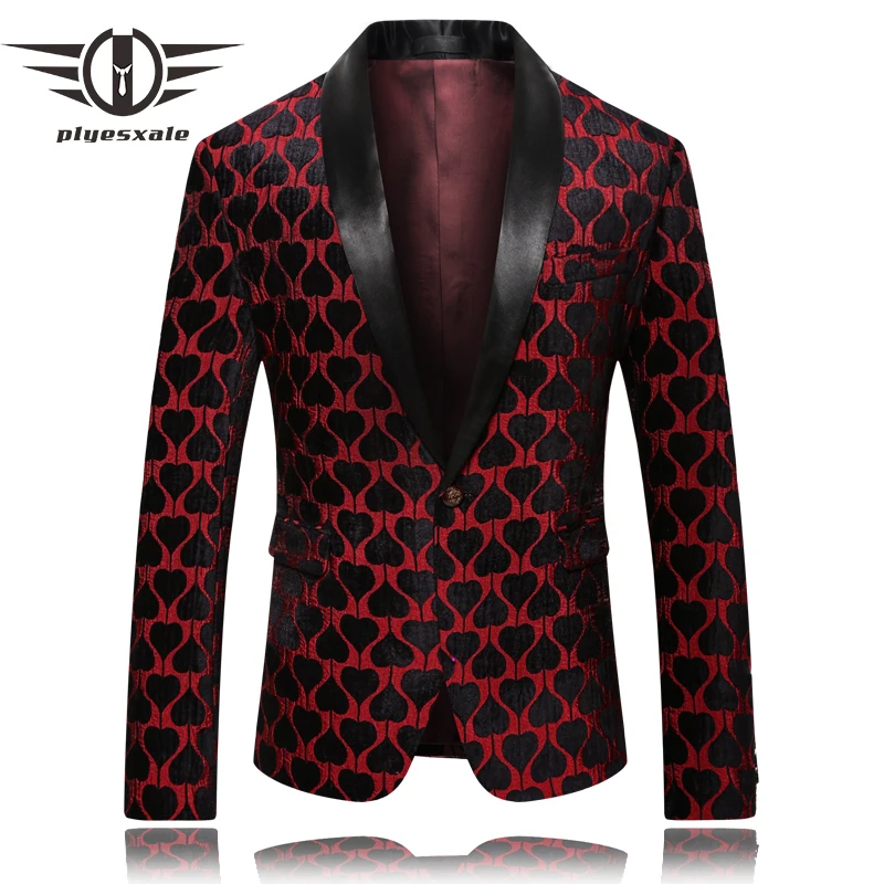 Plyesxale женихов на свадьбу выпускной Блейзер мужские шалевым воротником Slim Fit