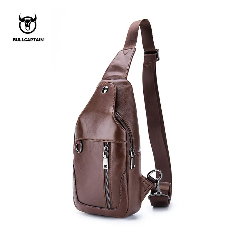 

BULLCAPTAIN 2018 Small Brand casual messenger bags MEN Shoulder BAGS Fashion GENUINE Leather MALE Crossbody Bag men chest bag103