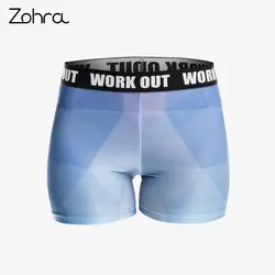 Zohra модные тонкие для женщин фитнесс леггинсы синий градиент треугольники печати леггинсы для краги капри брюки девочек