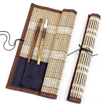 

High Quality Painting Brush Holder Bamboo Rolling Bag Calligraphy Pen Case Curtain Pack For Art Supplies Jy23 19 Dropship