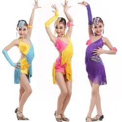 Для детей и взрослых Ленточки Vestidos латино платье костюмы наряды Обувь для девочек катание Одежда для танцев Костюмы для бальных танцев