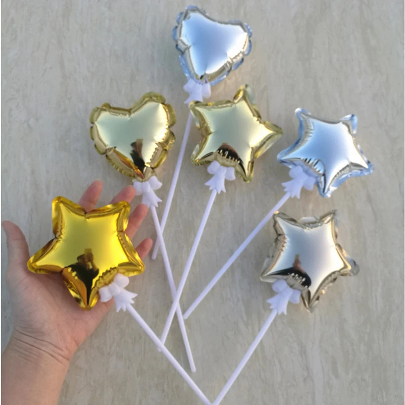 

1PCS 4 inch 10cm Mini Balloon Cake Decoration Automatic Inflatable five-pointed Star Love Balloon Party Cake Decoration Supplies