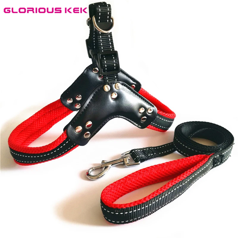Dog Harness and Leash Set Reflective Nylon Dog Harness Soft Mesh Padded