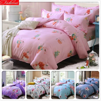 

Pink Flower Lover Girl Duvet Cover Bed Linen 3/4 pcs Bedding Set 1.5m 1.8m 2m Bedsheet Full King Queen Double Size Kids Bedlinen