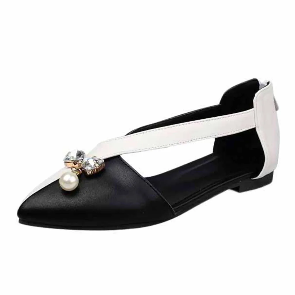 SAGACE; женские модные повседневные сандалии с острым носком в римском стиле с ремешком на щиколотке и молнией сзади; обувь на плоской подошве; пикантная женская обувь высокого качества - Цвет: BK