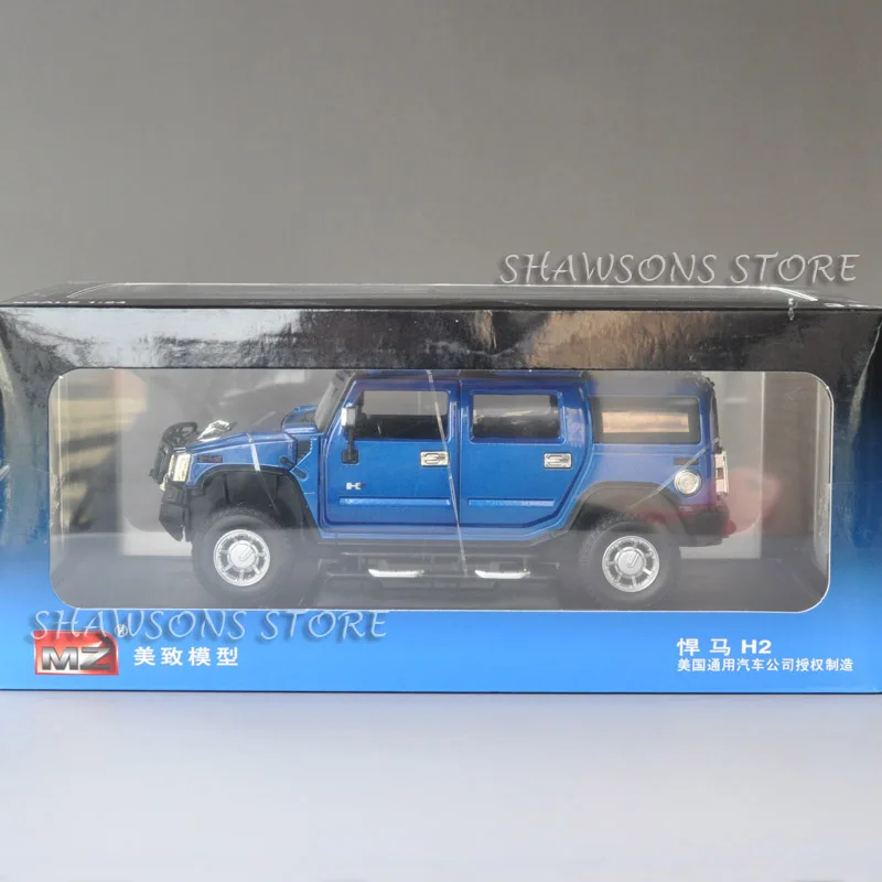 Литая модель автомобиля игрушки 1:24 для HUMMER H2 SUV автомобиль Реплика коллекция - Цвет: Blue in Box