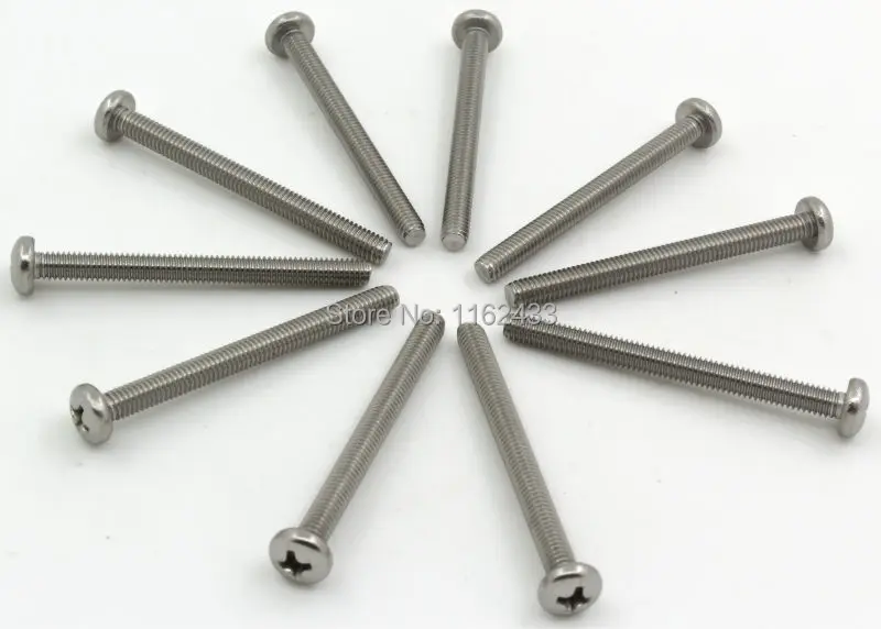 

10pcs / lot M4*45 304 stainless steel cross recessed pan head screw M4x45 round head for heat sink and 12038 axial flow fan
