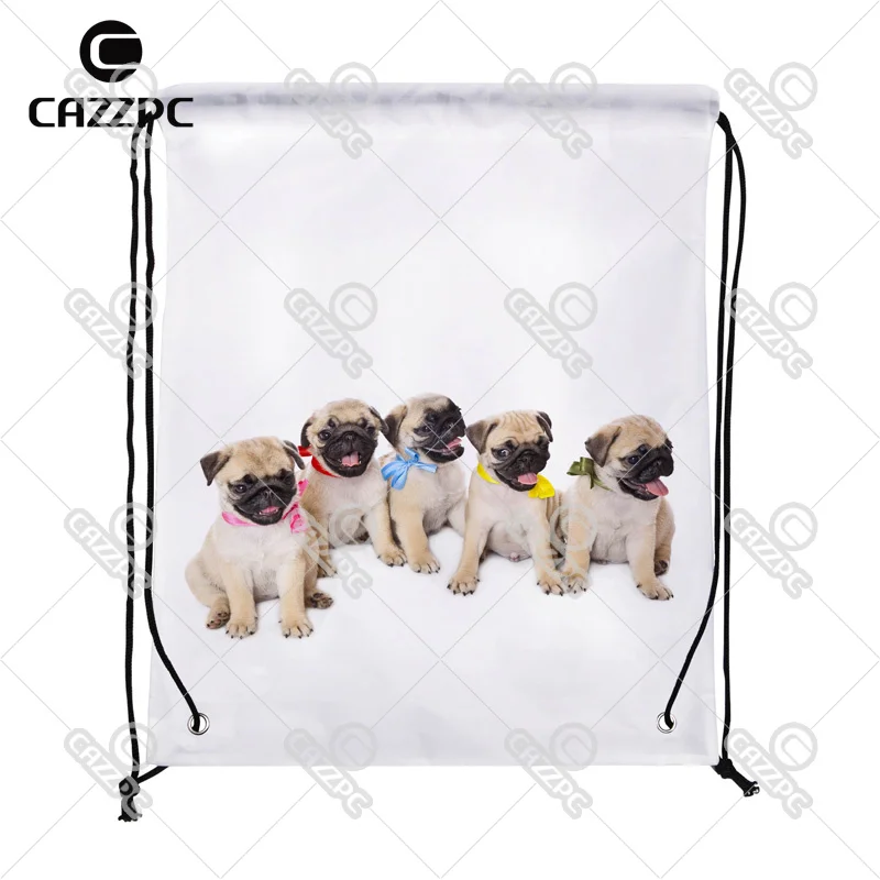 

cute small bulldog animal Print Custom individual Nylon fabric Drawstring Backpack gift bag