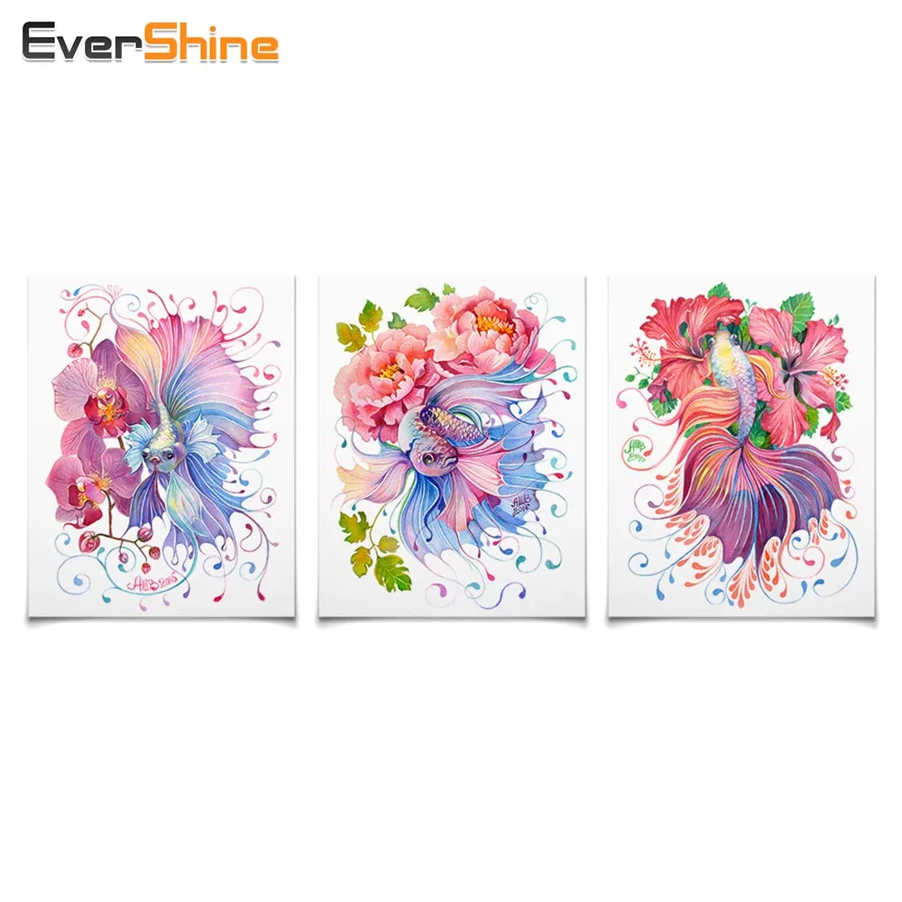 

EverShine Diamond Painting Cross Stitch Animal DIY 5D Full Square Diamond Embroidery Triptych Mosaic Icon Paste Full Crafts