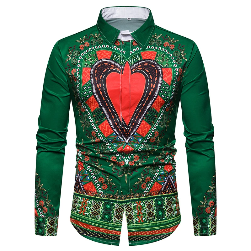 

Ethnic Clothing 2019 spring new print dress shirts men brand long sleeve mens floral dress shirts hawaiian shirt