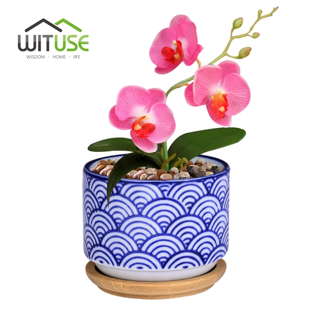 

New 1pc Ceramic Flower Plant Pot Garden Planting Nursery Succulent Bonsai Pots Bonsai Home decor Accessory Chinese style wave