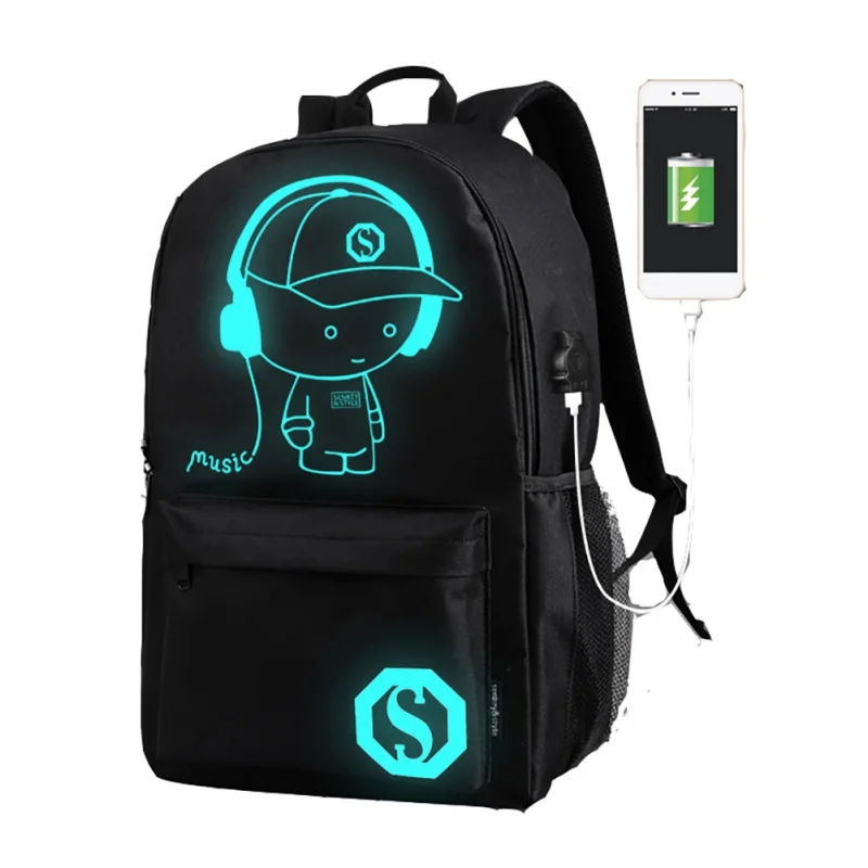 

Waterproof Outdoor City Walking Backpack Student Luminous Animation Sport Bags For Teenager USB Charge Computer Laptop Backpack