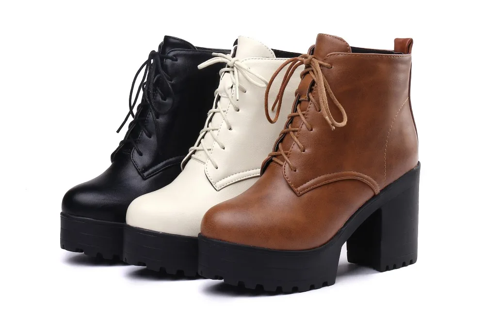 CDPUNDARI platform Ankle boots for women High heel boots Ladies Winter boots shoes woman botas mujer botte femme zapatos mujer