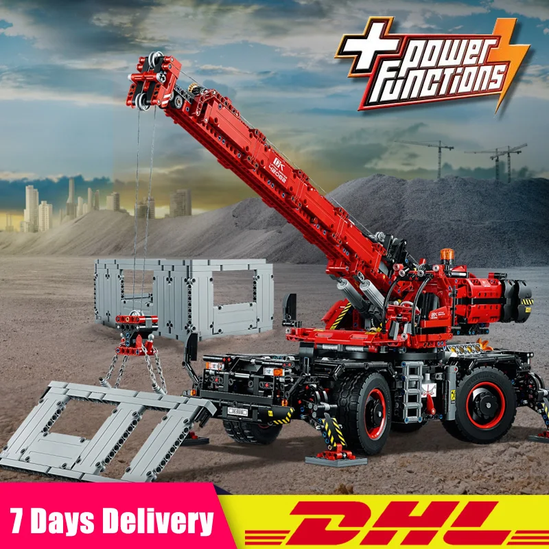 

IN Stock Lepin 20085 Technic Rough Terrain Crane Compatible Legoing 42082 Building Blocks Bricks Toys With Battery Box