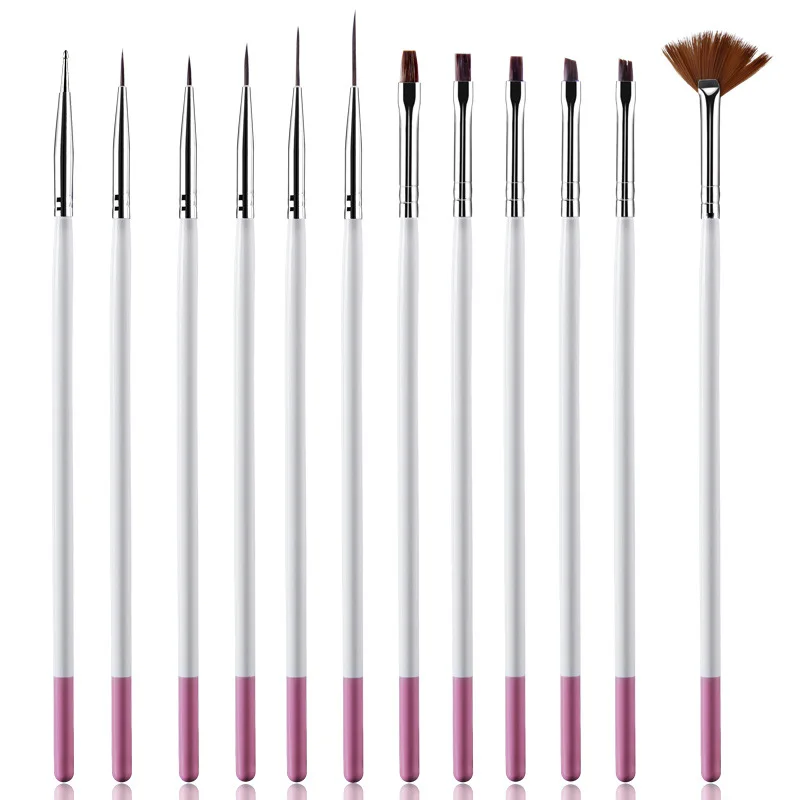 12pcs/set Nail Art Design Pen Brush of Gel Polish Brushes Tools