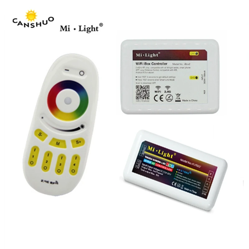 

Mi light DC12-24V Led RGB Controller+4 Zone Remote Controller+2.4G Wireless Wifi Ibox2 For RGB/RGBW/RGBWW Led Strip milight bulb