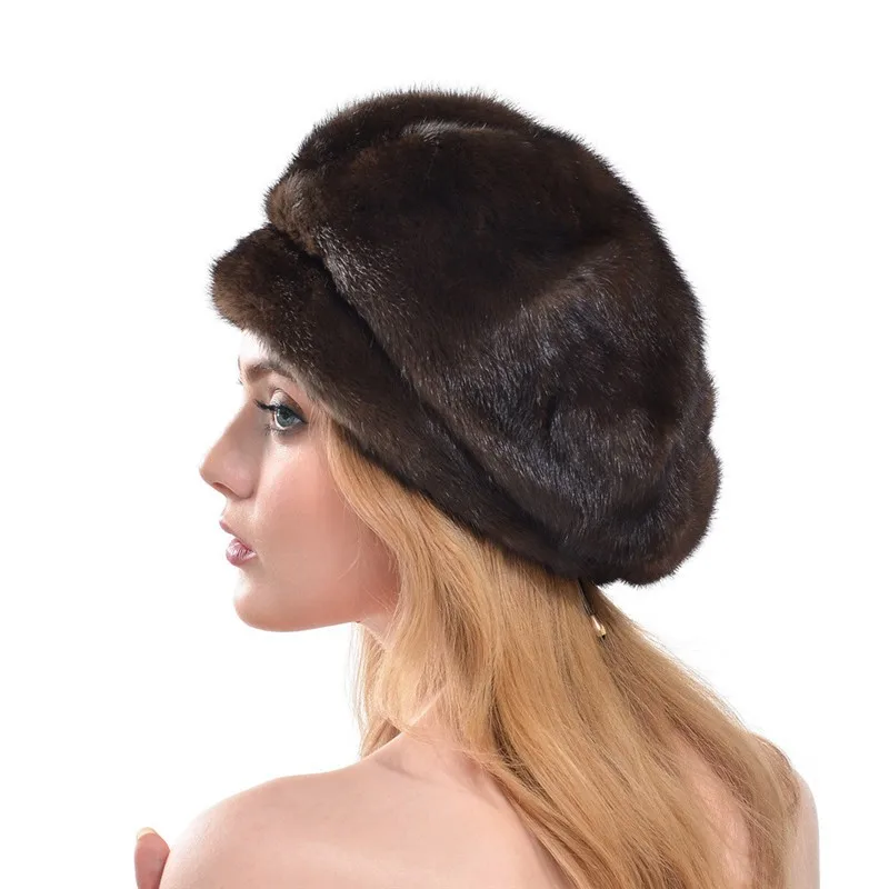 Норковая меховая шапка со стразами женская осенняя и зимняя модная новая норковая русская высококлассная элегантная шляпа береты шапки LH323