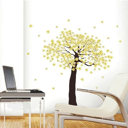 Free Shipping New Arrival Wall Sticker Creative Yellow Tree Wall Art