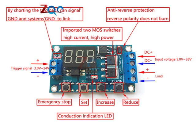 Double MOS digital DC 12V 24V, Time Delaying Relays, Cycle Trigger,  Delaying Timer, Printed Circuit, Synchronization Control Mod - AliExpress