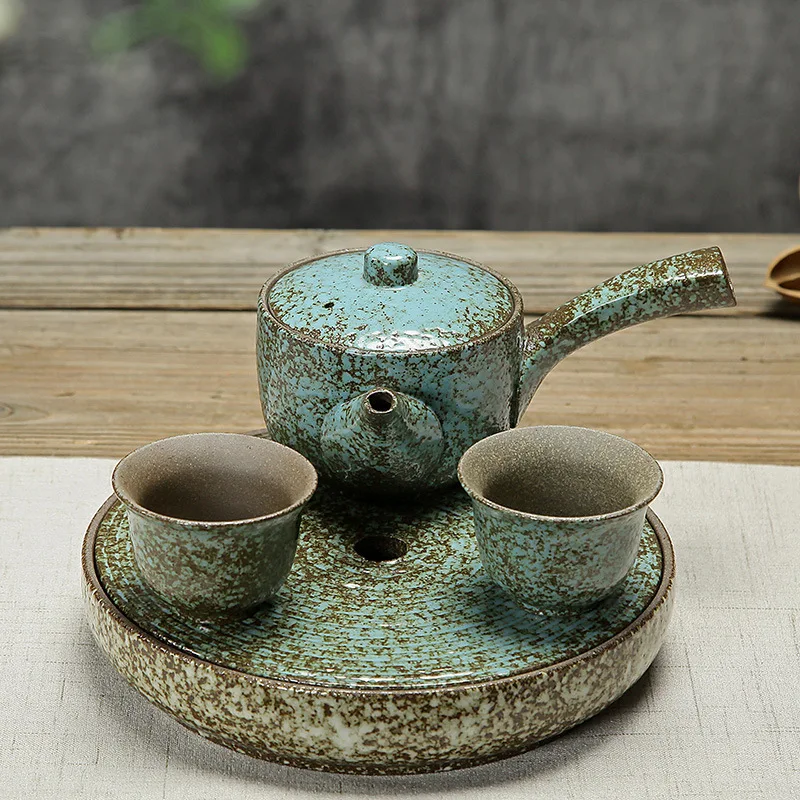 Быстрая скидка чашки горшок из двух чашек керамики отправить подарки кунг-фу чай есть с одним путешествием платье мир хороший комбинировать керамики костюм - Цвет: handle kettle set