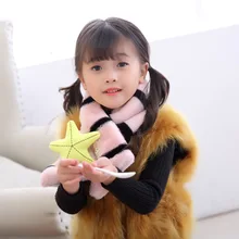 Зимний шарф для мальчиков и девочек Детские утолщенные подражать шерсть кролика воротник шарфы остроумие звезда мальчики девочки шеи шарф унисекс