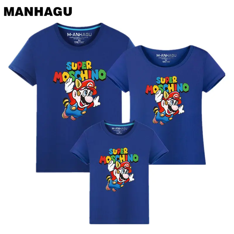 

New Family T-shirt Mommy And Me Clothes Mother Father Baby Cotton Family Look Short Sleeve Super Mario family matching outfits