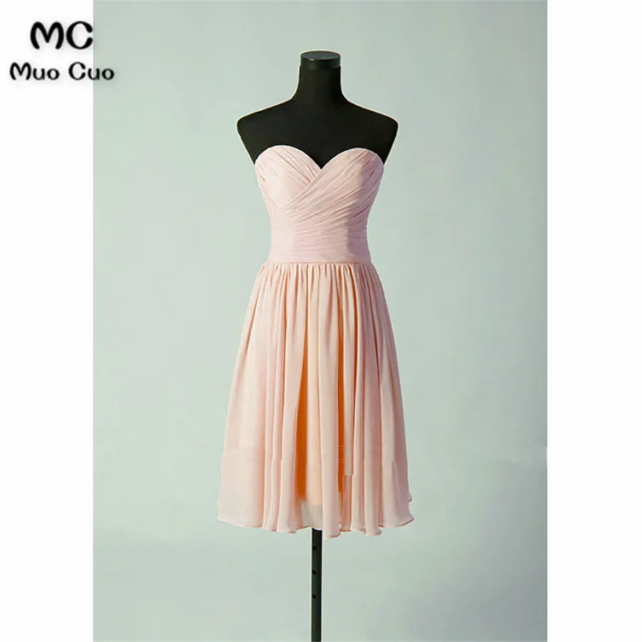 Pearl Pink Short Sweetheart Chiffon Bridesmaid Dress 2018, Beautiful Party Dress 2018, Short Formal Dresses
