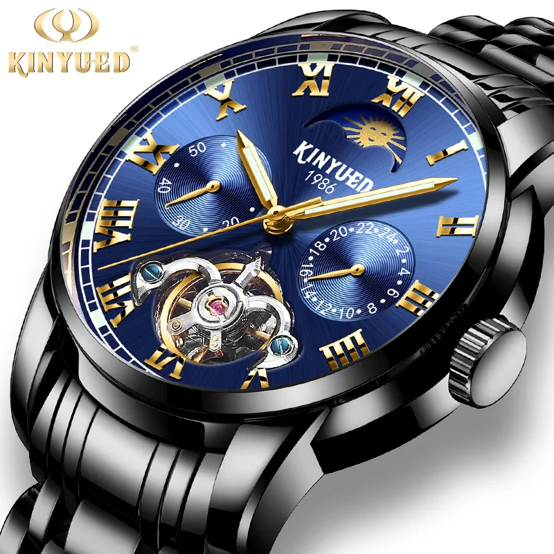 

KINYUED Skeleton Automatic Watch Men Waterproof Flying Tourbillon Mechanical Watches Mens Self Winding Horloges Mannen Dropship