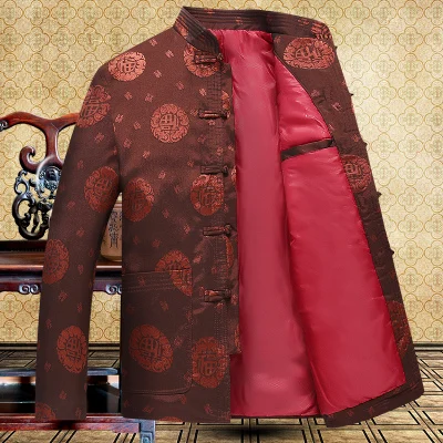 Мужское зимнее пальто в традиционном китайском стиле для мужчин, хлопковые тканевые пальто с принтом, мужские куртки на осень AA1571z - Цвет: 6