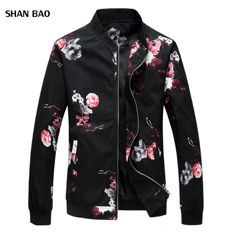 2018 Spring Floral Bomber Jacket Men Hip Hop Slim Fit Flowers Bomber Jacket Coat Men's Jackets