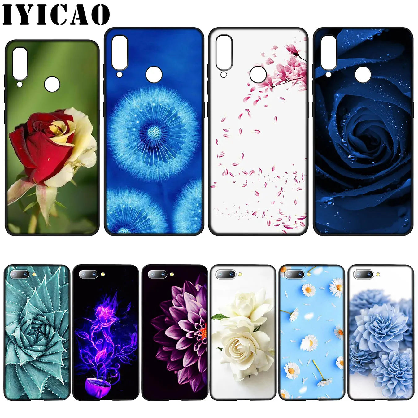 IYICAO flower Silicone Soft Case for Huawei Y7 Y6 Prime Y9 2018 Honor 8C 8X 8 9 10 Lite 6A 7C 7X 7A Pro |
