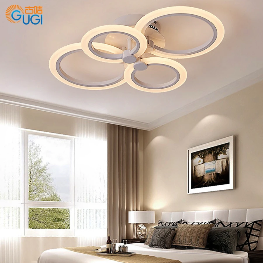 

GUGI Modern Circle Rings LED Ceiling Lights For Living Room Bedroom Dimmable Remote Control Acrylic Ceiling Lamp Fixtures