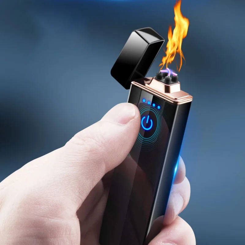 Двойная дуговая Зажигалка Ветрозащитная Электронная USB зажигалка электрическая