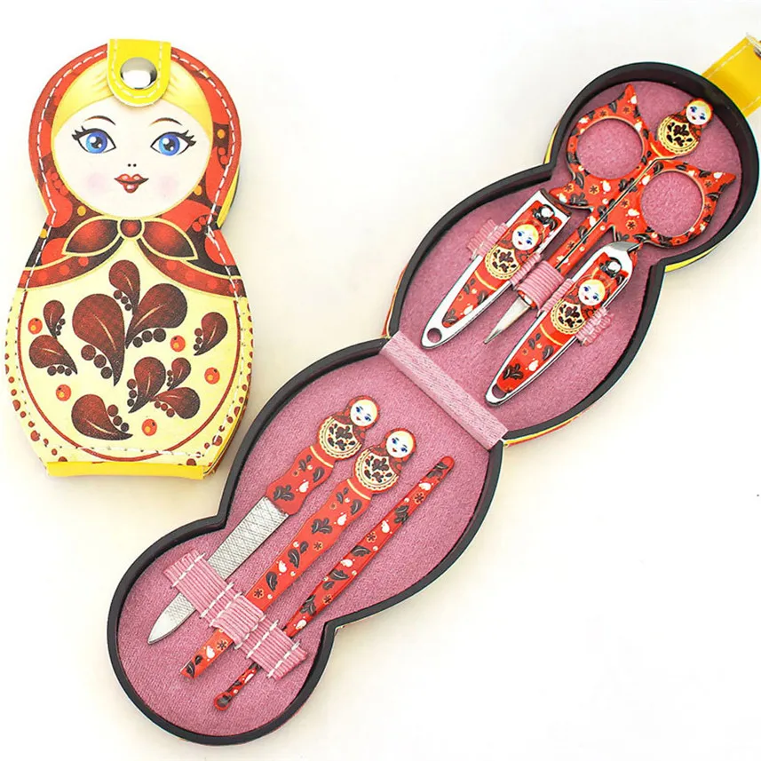 6 Pcs Set Russian Doll Nail Care Clipper Manicure Pedicure Set Gift