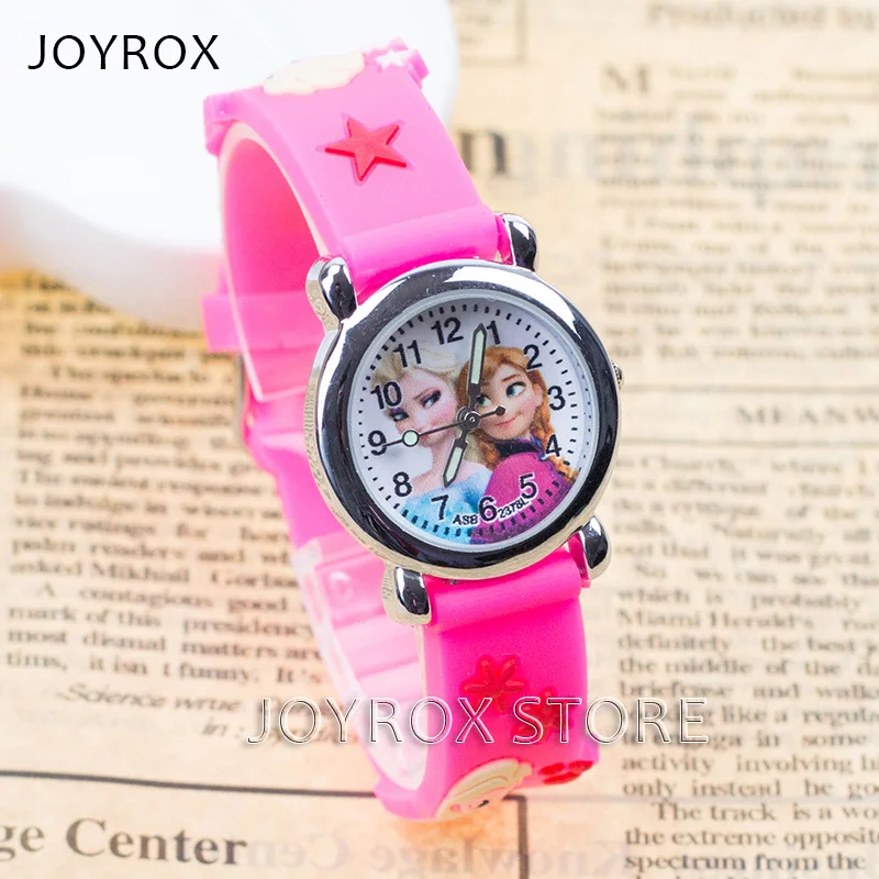 Joyrox عالية الجودة الأميرة إلسا الأطفال الرياضة ووتش 2018 الساخن المطاط حزام بنات كوارتز ساعة اليد للأطفال الكرتون