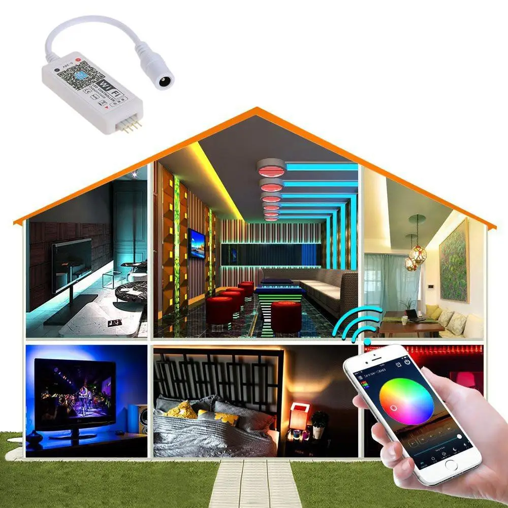 Мини wifi RGB/RGBW контроллер полосы музыкальный контроллер Amazon Alexa Google Home телефон wifi контроллер для полосы света