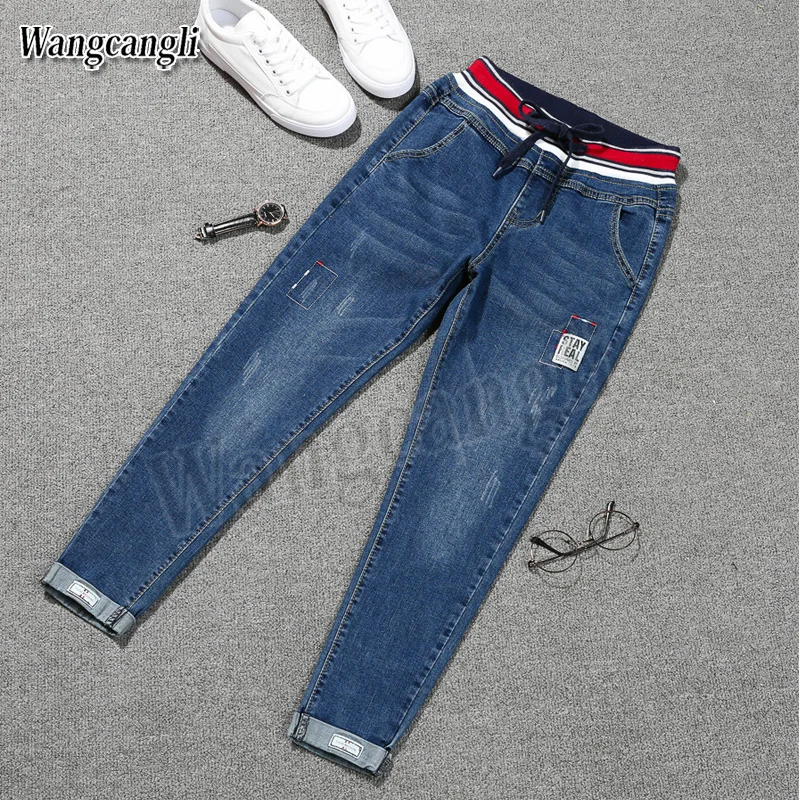 Модные весенние джинсы от Harlan большого размера 5XL для ног, высокие женские брюки, джинсы для женщин 013