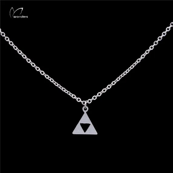 Игра Ювелирные изделия Triforce Легенда о Зельде кулон ожерелье для женщин мужчин из нержавеющей стали цепи треугольник талисманы чокеры - Окраска металла: Посеребренный