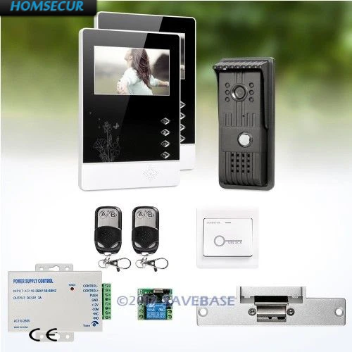 

HOMSECUR 1V2 4.3" Wired Video Door Entry Security Intercom with One Button Unlock for Home Security + Strike Lock