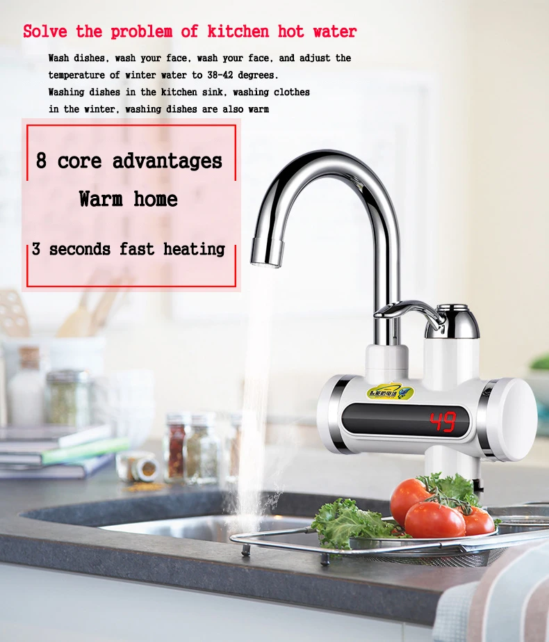 Electric Kitchen Water Heater Tap Instant Hot Water Faucet Heater Cold Heating Faucet Tankless Instantaneous Water Heater (5)