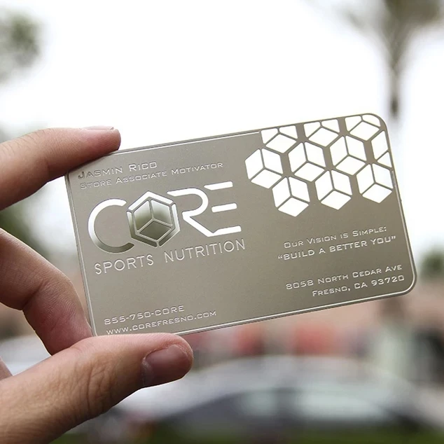 

Hot sale high-end custom etched round corner mirror metal business cards