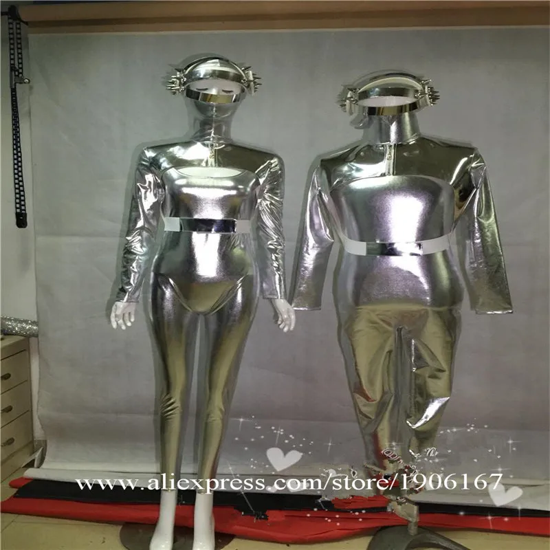 Costume futuristic technology business performance silver jumpsuit gogo DS dance team party space suit5