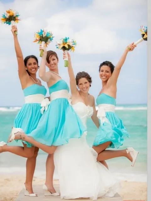 light blue beach bridesmaid dresses