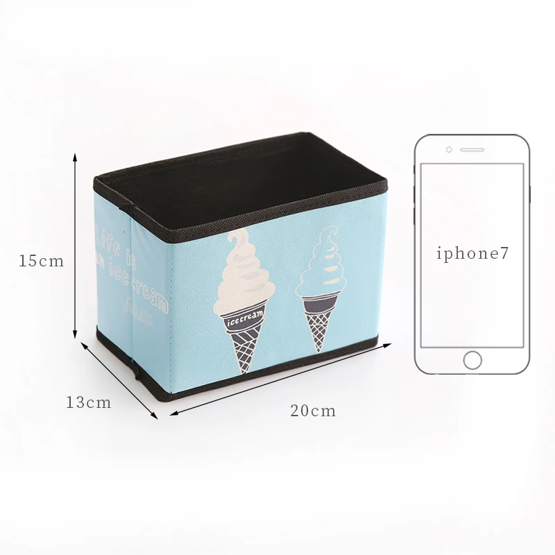 Fordable Fabric Office Storage Box Socks Remote Control Makeup Cosmetic Stationery Sundries Holder Desktop Articles Organizer